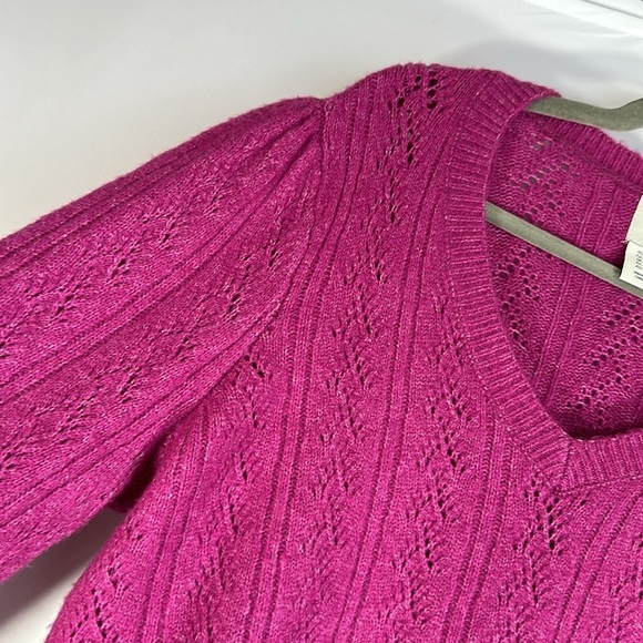 Joie Purple Pointelle Knit V-Neck Soft Sweater - Picture 3 of 7